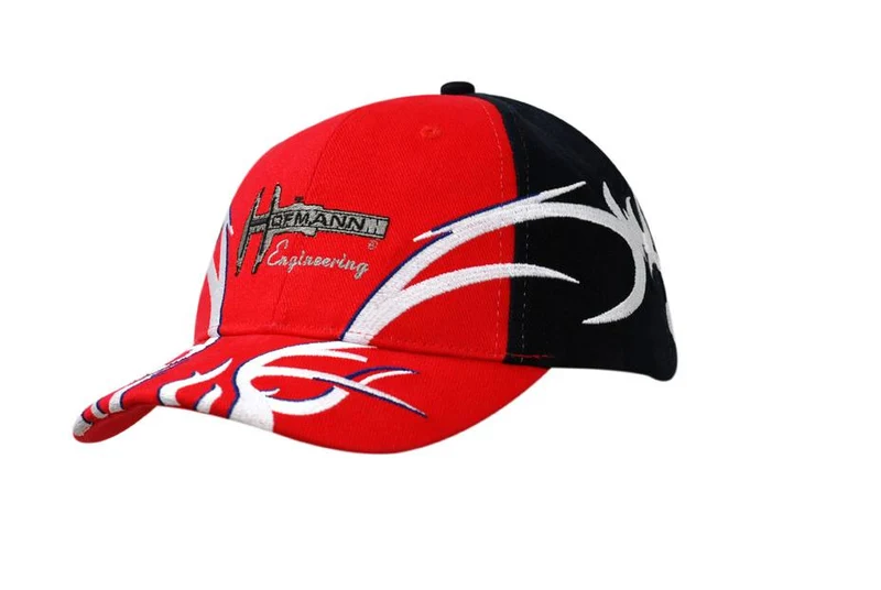 BRUSHED HEAVY COTTON CAP WITH FLAME EMBROIDERY ON CROWN & PEAK