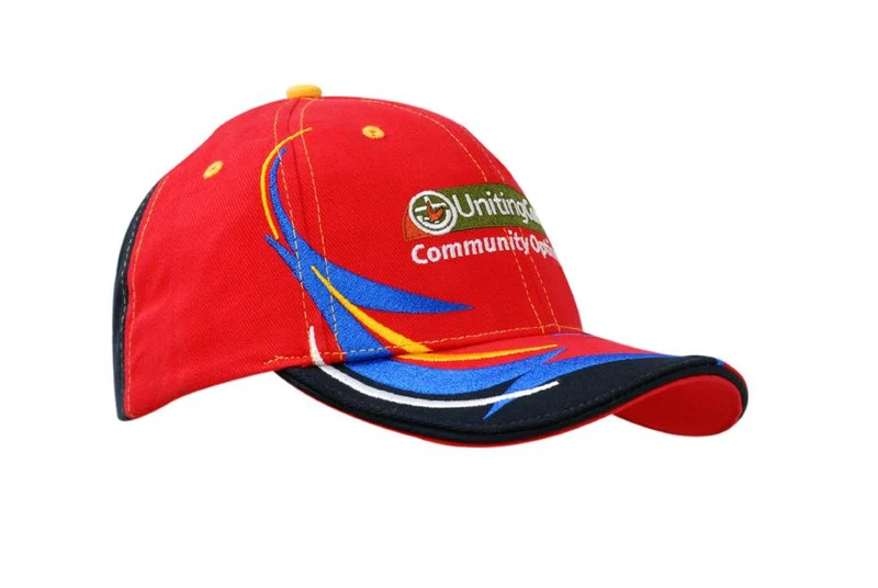 BRUSHED HEAVY COTTON CAP WITH EMBROIDERED TRIM ON CROWN & PEAK