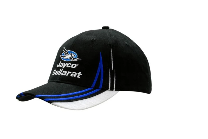 BRUSHED HEAVY COTTON CAP WITH PEAK INDENTS/EMBROIDERY ON CROWN & PEAK