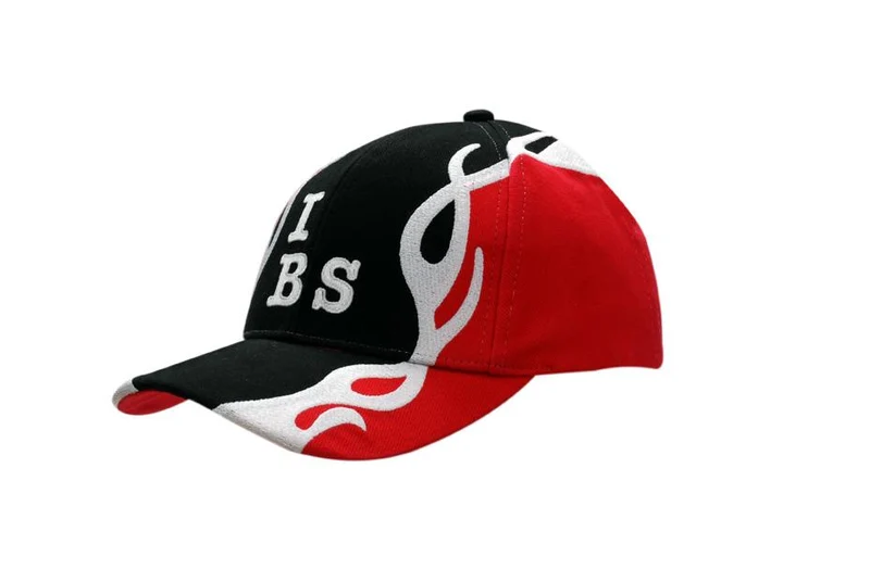 BRUSHED HEAVY COTTON CAP WITH FLAME EMBROIDERY ON CROWN & PEAK
