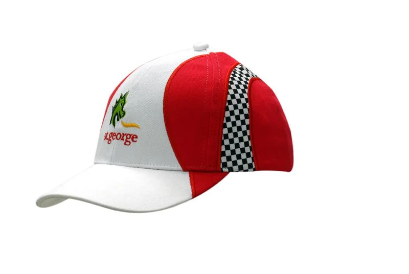 BRUSHED HEAVY COTTON CAP WITH PRINT CHECKS INSERTS AND EMBRIODERY ON CROWN & PEAK