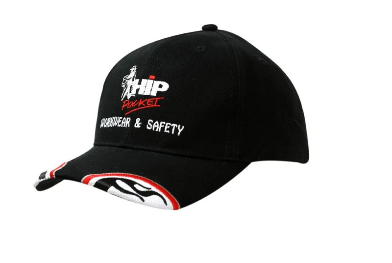 BRUSHED HEAVY COTTON CAP WITH MESH INSERTS & EMBROIDERY ON PEAK
