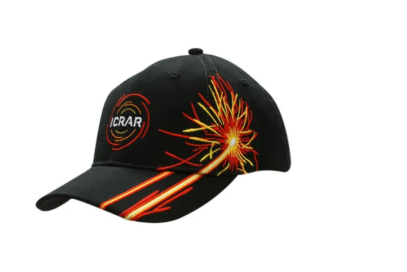 BRUSHED HEAVY COTTON CAP WITH FIREWORK EMBROIDERY ON CROWN & PEAK
