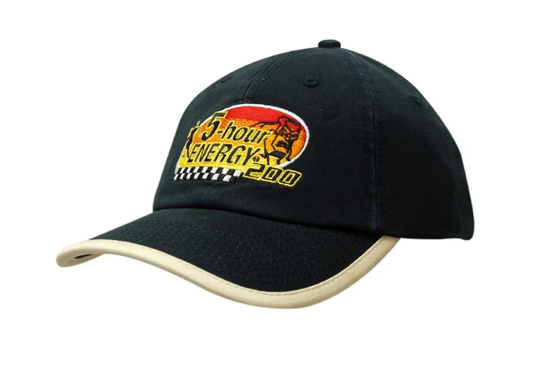 WASHED CHINO TWILL CAP WITH PEAK TRIM
