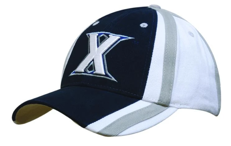 BRUSHED HEAVY COTTON CAP WITH INDENTED CONTRASTING PANELS