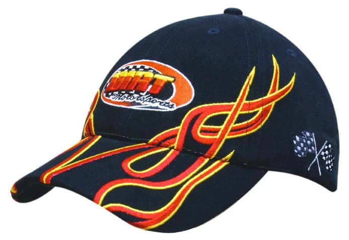BRUSHED HEAVY COTTON CAP WITH FLAME EMBROIDERED