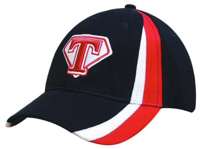 BRUSHED HEAVY COTTON CAP WITH INSERTS ON CROWN & PEAK