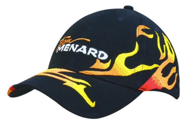 BRUSHED HEAVY COTTON CAP WITH ALLOVER FLAME EMBROIDERY