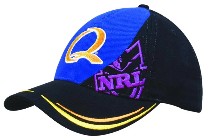 BRUSHED HEAVY COTTON CAP WITH INSERT PANEL & DOUBLE STRIPED PEAK