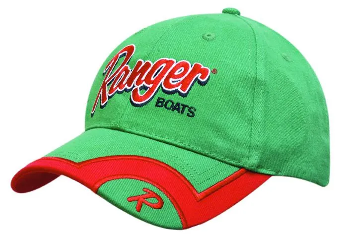 BRUSHED HEAVY COTTON CAP WITH PEAK INDENT & EMBROIDERED TRIM