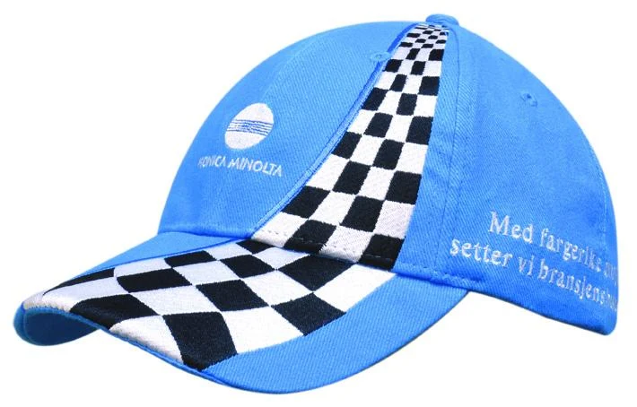 BRUSHED HEAVY COTTON CAP WITH INSERTED CHECKERED PANELS