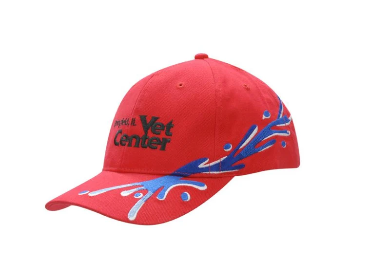 BRUSHED HEAVY COTTON CAP WITH SPLASH EMBROIDERY ON CROWN & PEAK