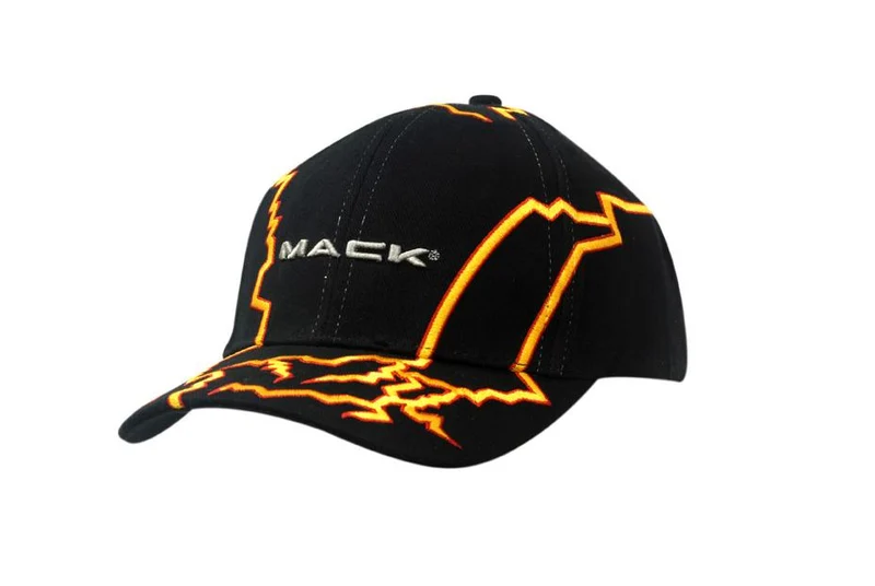 BRUSHED HEAVY COTTON CAP WITH LIGHTNING EMBROIDERY ON CROWN & PEAK