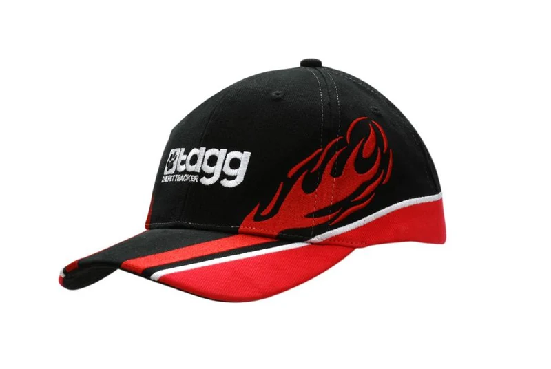 BRUSHED HEAVY COTTON CAP WITH EMBROIDERY FLAMES & TRIM ON CROWN & PEAK