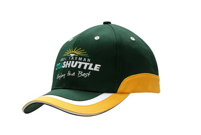 DELUXE BULL DENIM COTTON TWILL CAP WITH SANDWICH, TRIM ON CROWN AND TRIM & INSERT ON PEAK