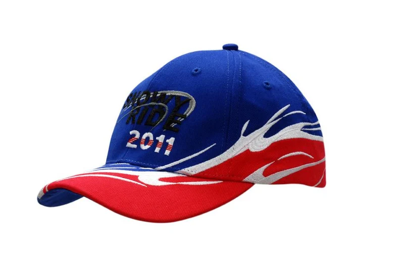 BRUSHED HEAVY COTTON CAP WITH WAVE INSERTS/EMBROIDERY ON CROWN & PEAK