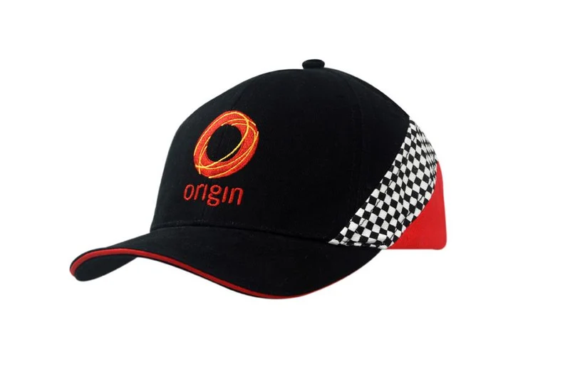 BRUSHED HEAVY COTTON CAP WITH SANDWICH TRIM & PRINTED CHECK INSERT ON CROWN