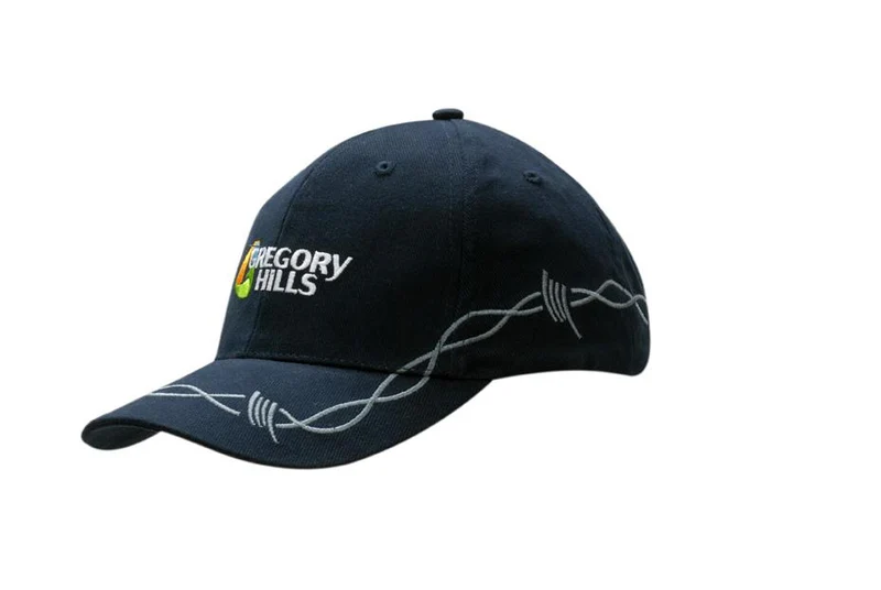BRUSHED HEAVY COTTON CAP WITH CHAIN EMBROIDERY ON CROWN & PEAK