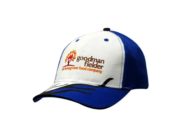 BRUSHED HEAVY COTTON CAP WITH SANDWICH TRIM & FLAME EMBROIDERY ON CROWN & PEAK