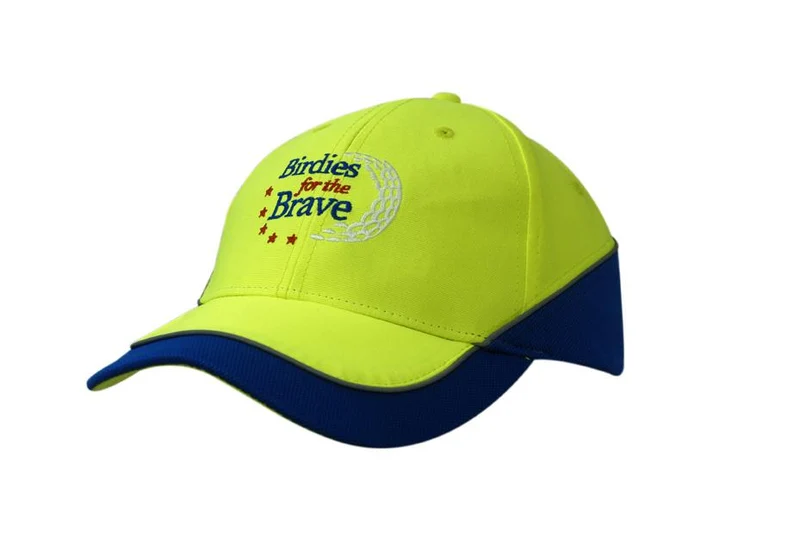 LUMINESCENT SAFETY CAP WITH INSERTS/REFLECTIVE PIPING ON CROWN & PEAK
