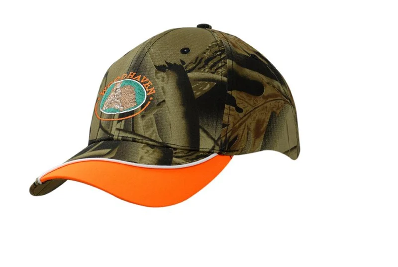 LEAF CAMOUFLAGE CAP WITH PEAK INDENT & PIPING
