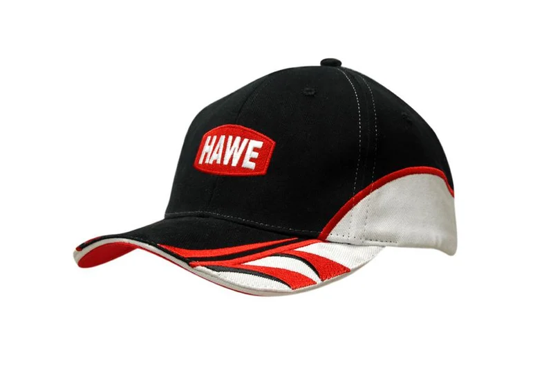 BRUSHED HEAVY COTTON CAP WITH SANDWICH TRIM AND CROWN/PEAK INSERTS & EMBROIDERY