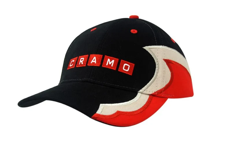 BRUSHED HEAVY COTTON CAP WITH INSERTS/EMBROIDERED LINES ON CROWN & PEAK