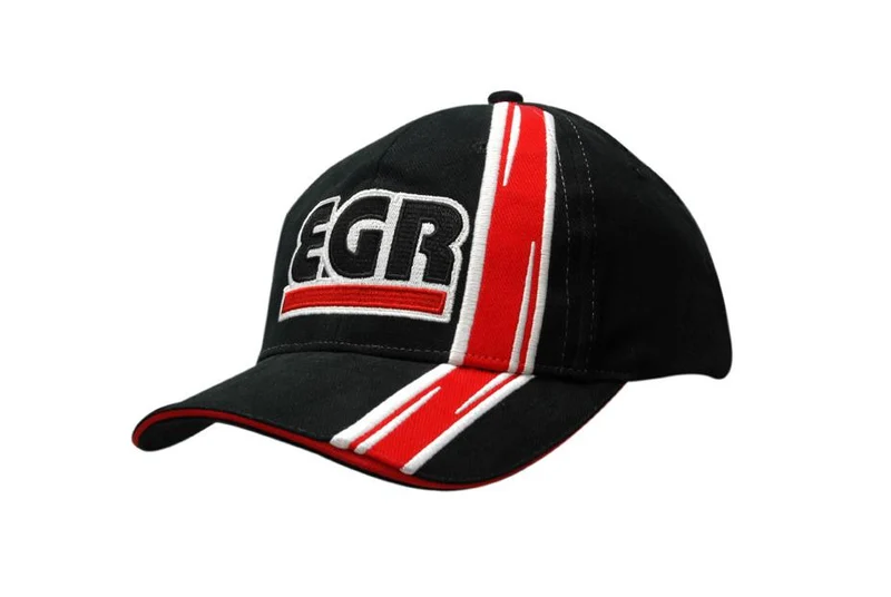 BRUSHED HEAVY COTTON CAP WITH SANDWICH TRIM AND PEAK & CROWN INSERTS/EMBROIDERY