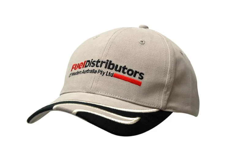 BRUSHED HEAVY COTTON CAP WITH WAVE INDENT & EMBROIDERY ON PEAK