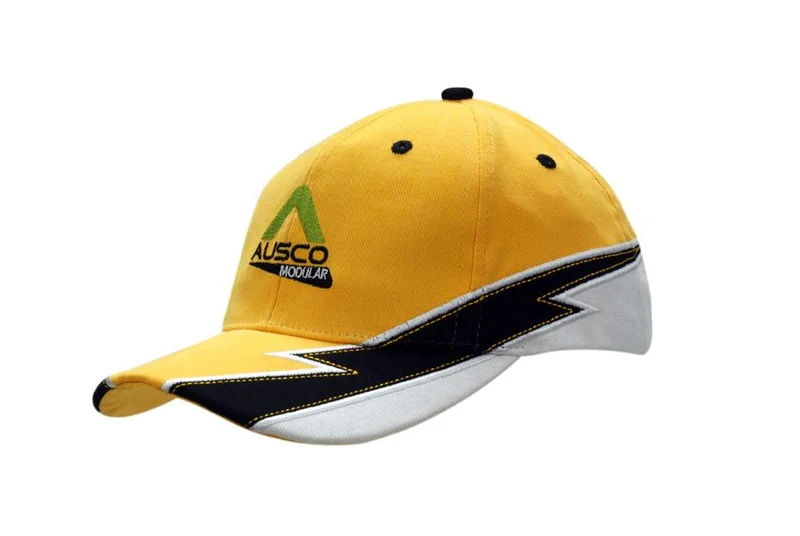 BRUSHED HEAVY COTTON CAP WITH STRIKE DESIGN ON CROWN & PEAK