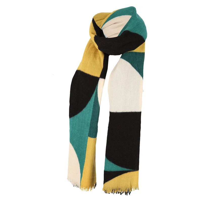 Wintersjaal groen-zwart