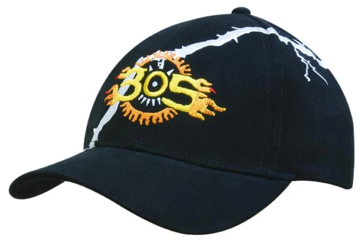 BRUSHED HEAVY COTTON CAP WITH LIGHTENING BOLT EMBROIDERY