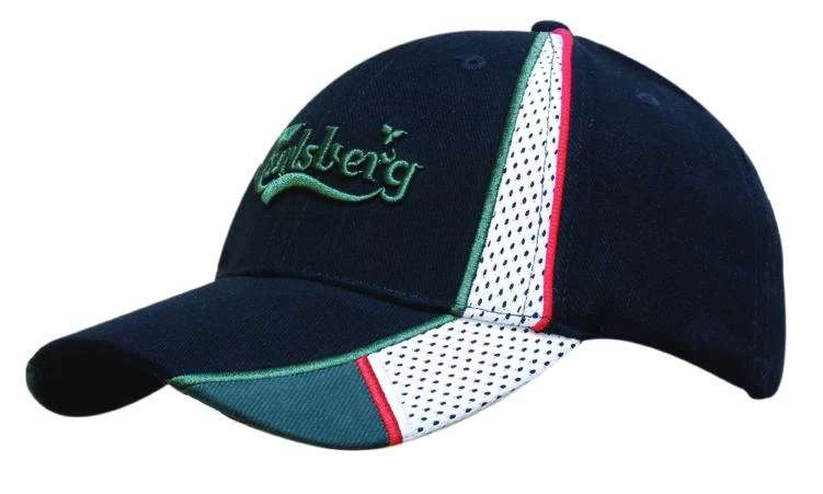 BRUSHED HEAVY COTTON CAP WITH PEAK AND CROWN MESH INSERTS