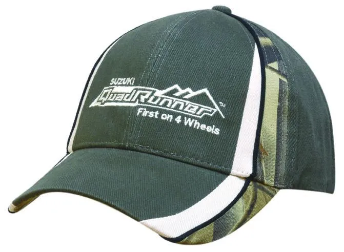BRUSHED HEAVY COTTON CAP WITH CAMOUFLAGE PEAK AND CROWN INSERTS