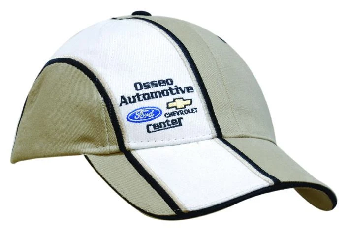 BRUSHED HEAVY COTTON CAP WITH SANDWICH PEAK & CROWN INDENT AND EMBROIDERY STRIPES