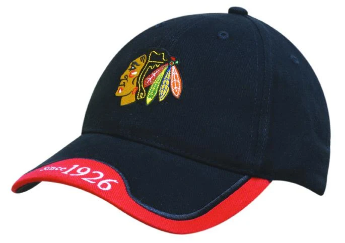 BRUSHED HEAVY COTTON CAP WITH PEAK INDENT AND EMBROIDERED TRIM