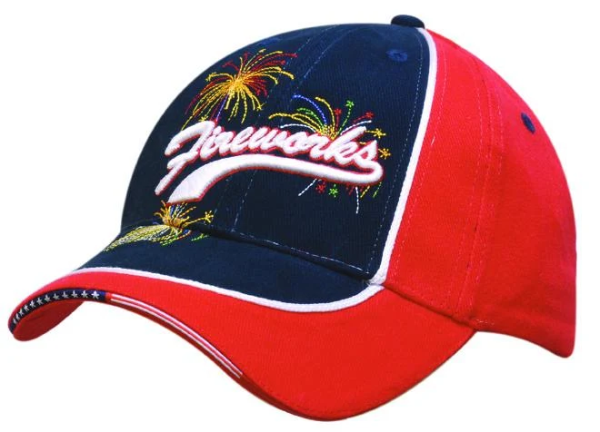 BRUSHED HEAVY COTTON DUAL COLOURED CAP WITH PIPING & STARS & STRIPES SANDWICH
