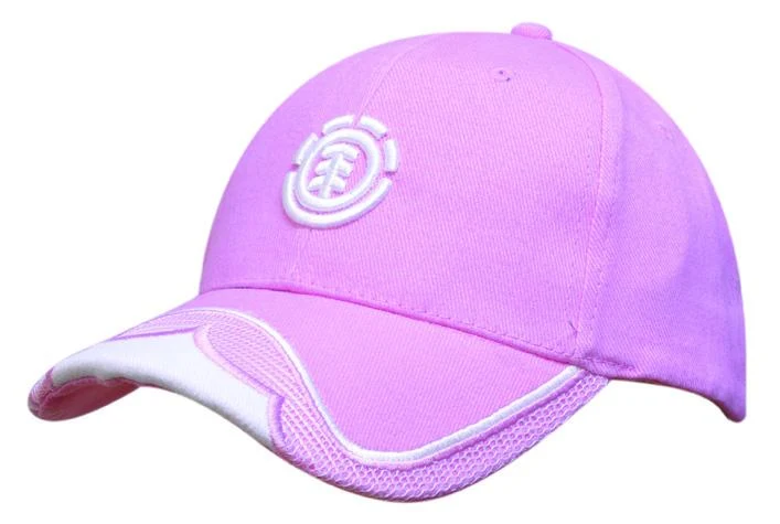 BRUSHED HEAVY COTTON CAP WITH MESH INSERT ON PEAK & EMBROIDERED TRIM