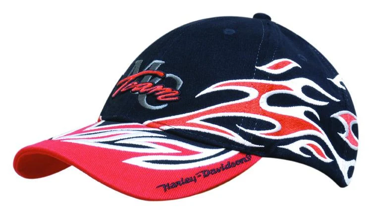 BRUSHED HEAVY COTTON CAP WITH FLAME EMBROIDERY