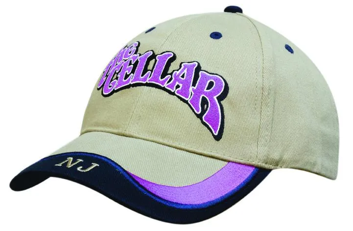 BRUSHED HEAVY COTTON CAP WITH PEAK INDENT & EMBROIDERY