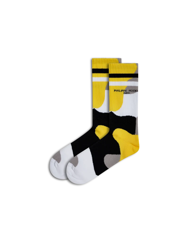 Socks in Cotton, White Yellow