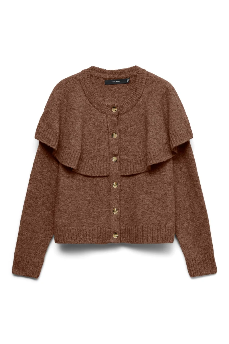 Lilli O-Neck Cape Cardigan - Cocoa Brown