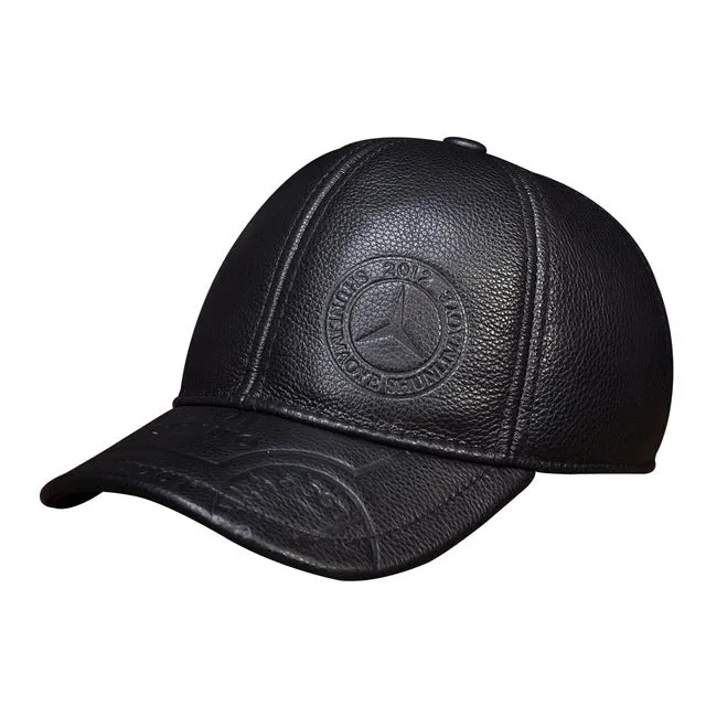 Spring Genuine Leather Men Baseball Cap