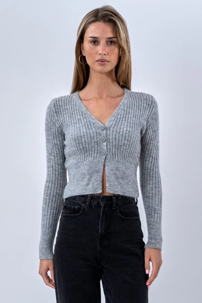 Nova Tie Blouse Knit - Grey