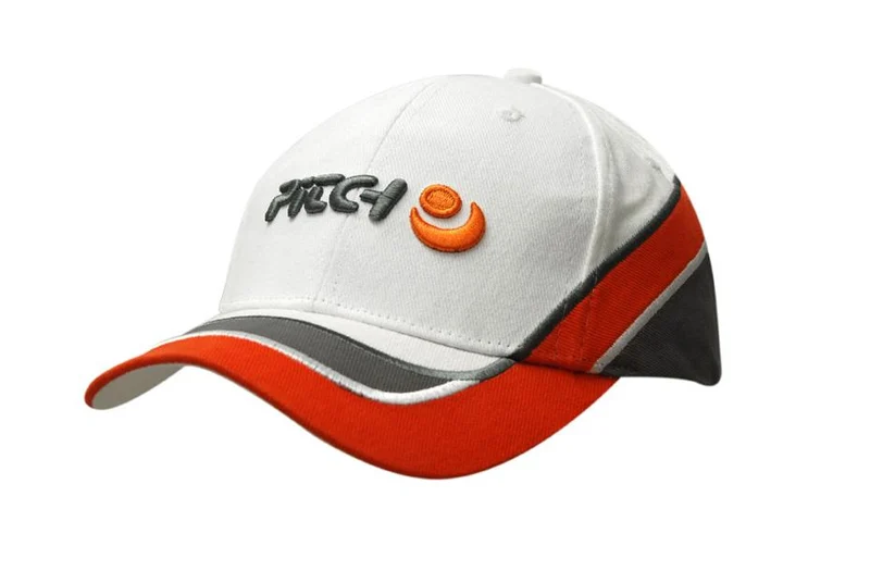 BRUSHED HEAVY COTTON CAP WITH INSERTS/EMBROIDERY ON CROWN & PEAK