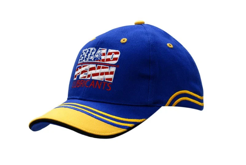 BRUSHED HEAVY COTTON CAP WITH SANDWICH TRIM, PEAK INDENT & CROWN/PEAK EMBROIDERY