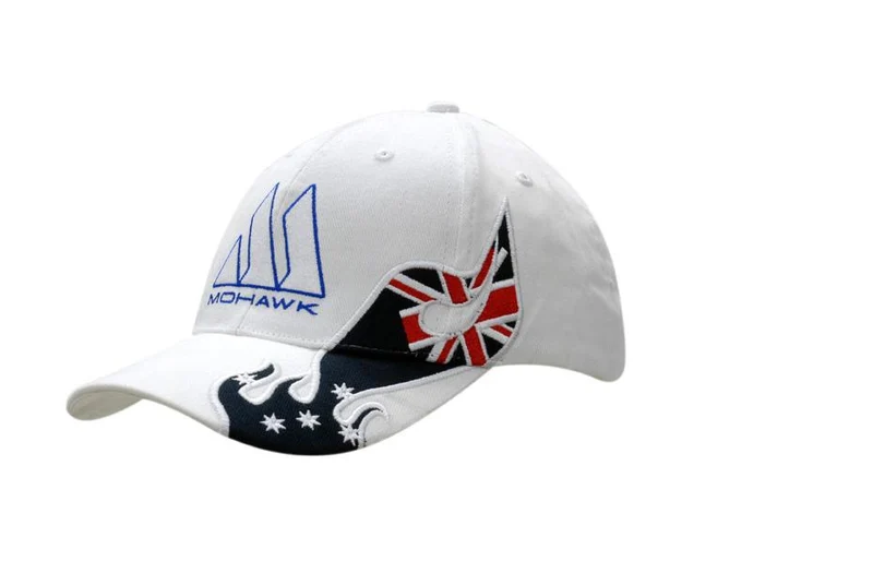 BRUSHED HEAVY COTTON CAP WITH AUSTRALIA APPLIQUE ON CROWN & PEAK