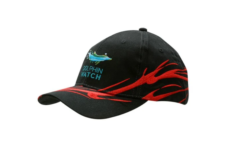 BRUSHED HEAVY COTTON CAP WITH WAVE EMBROIDERY ON CROWN & PEAK
