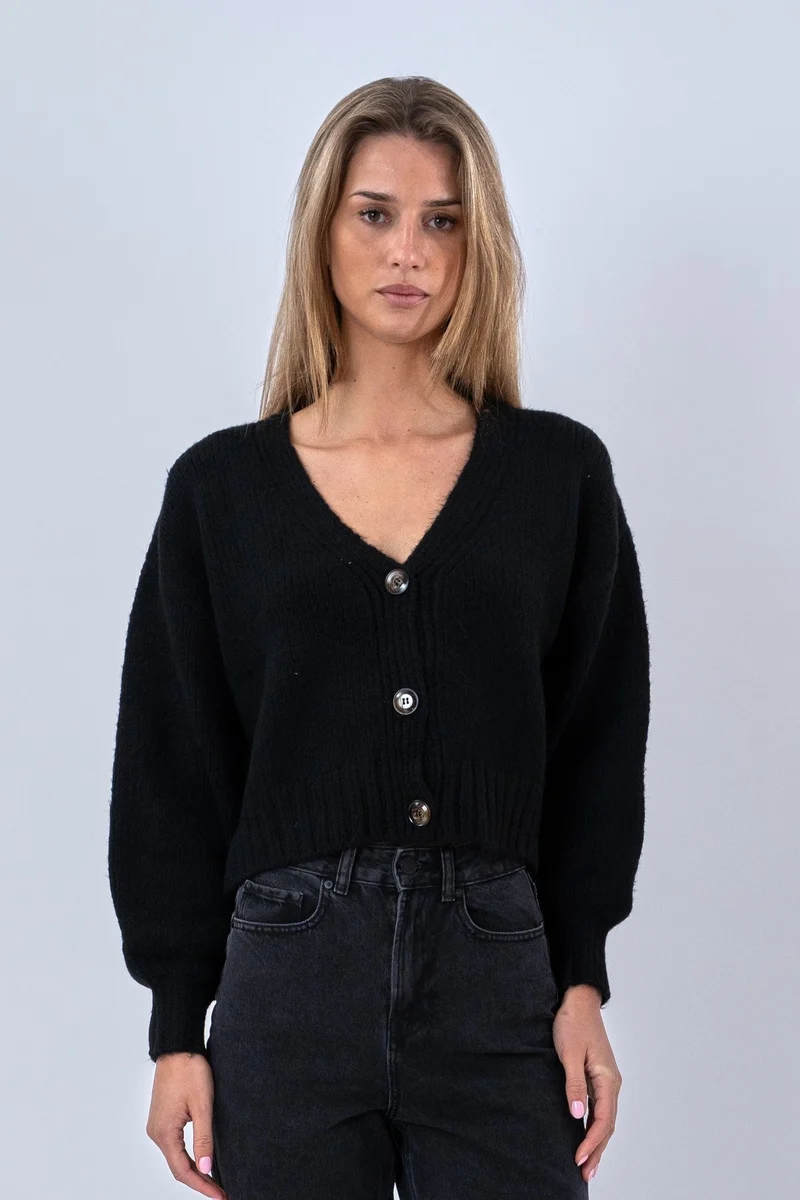 V-Neck Cardigan - Black