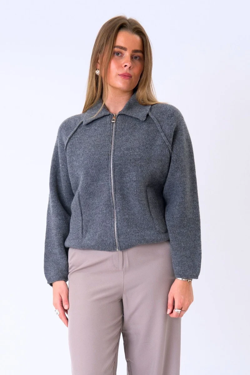 Selma Knit Zipper - Grey